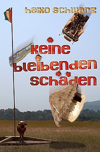 Das Bild zeigt das Cover eines Buches, auf dem eine Kuh, die Flagge von Guinea und mehrere fliegende Gegenstände zu sehen sind. 